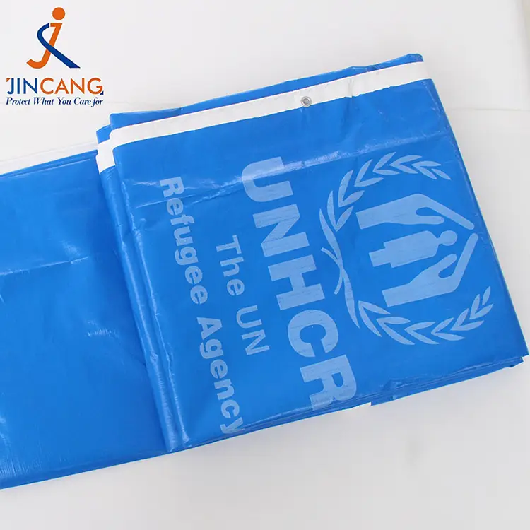 220g μπλε λευκό με εκτύπωση pe tarpaulin